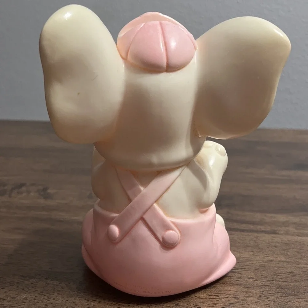 Vintage Retro Sanitoy 70's Pink White Elephant Squeaker Toy Nursery Squeaks‎